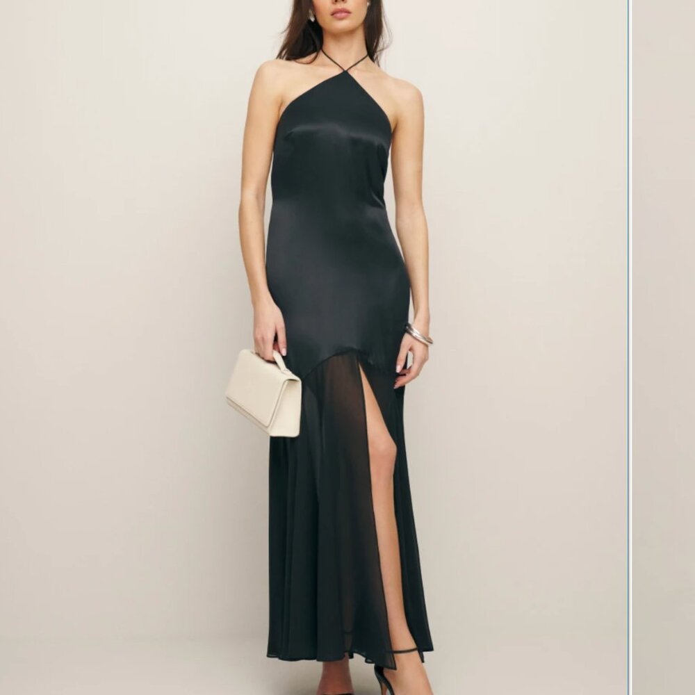 Reformation Tosca Silk Halter Dress, Size 6